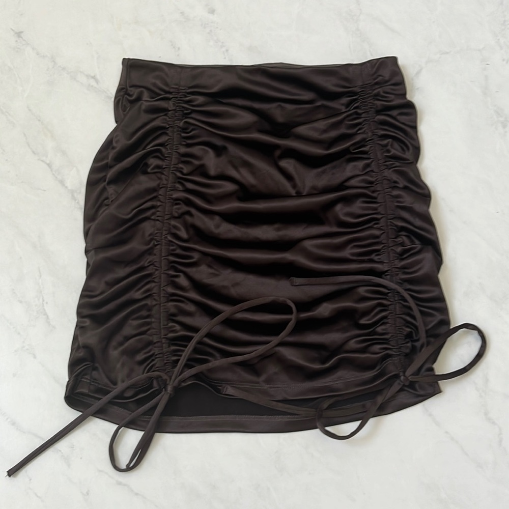 black divided h&m satin skirt